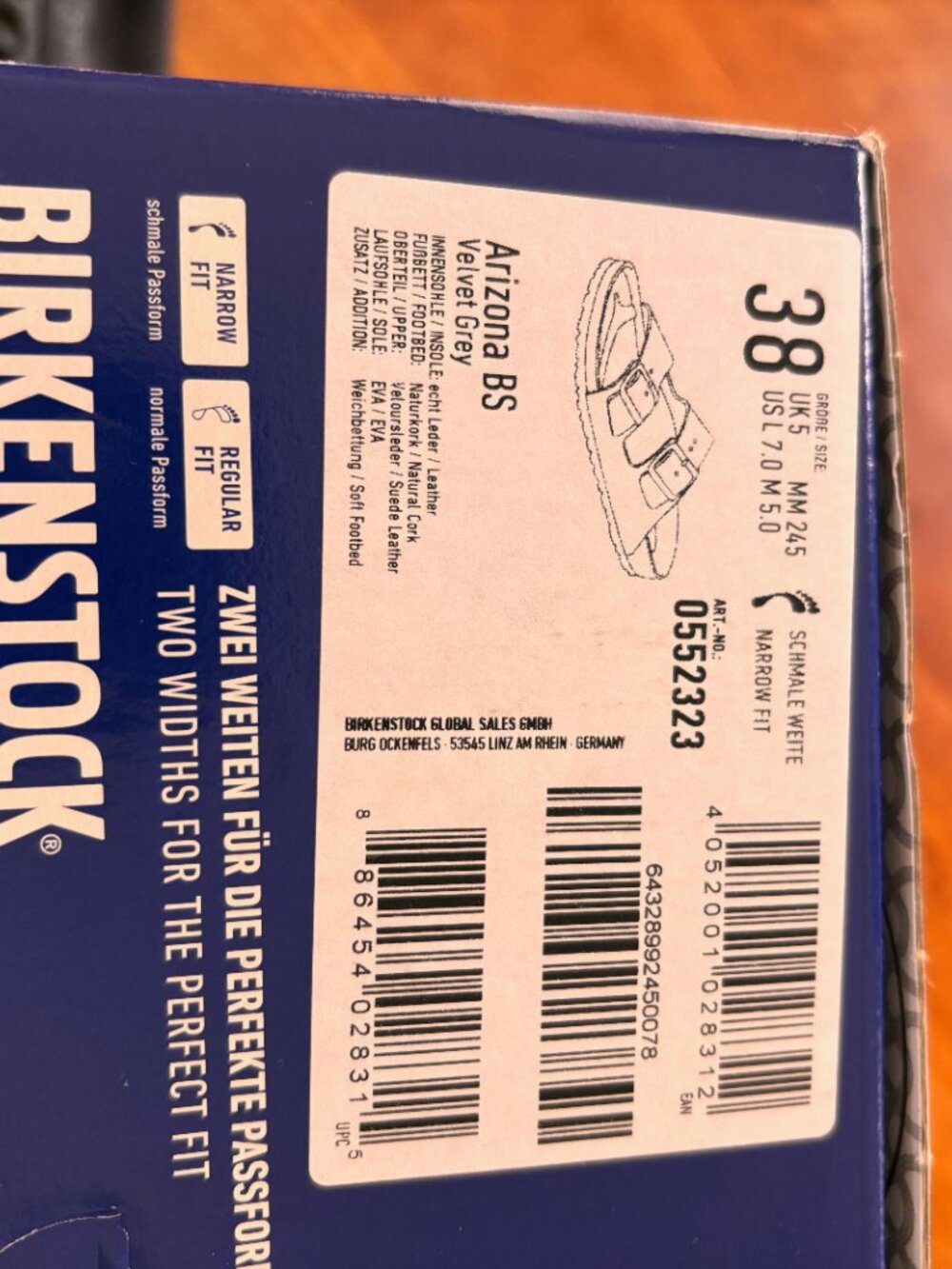 Birkenstock Arizona Soft footbed Velvet Gray Size 38N - Picture 3 of 6